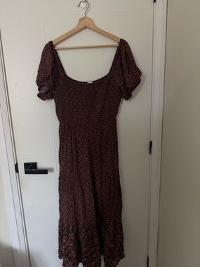 American Eagle Outfitters Burgundy Floral Maxi Dress